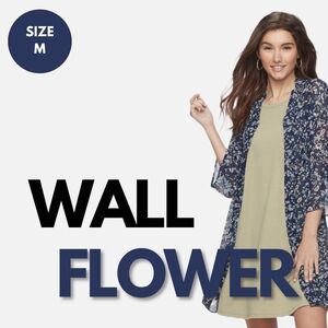 🎄 Wallflower 2 Piece Olive Green Solid Swing Dress & Floral Kimono Set Size M